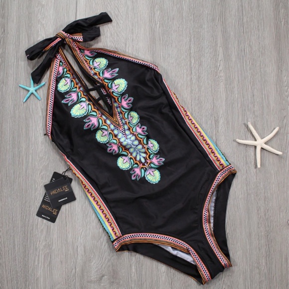 Other - LAST ONE🌸Black Halter Retro One-Piece Swimsuit
